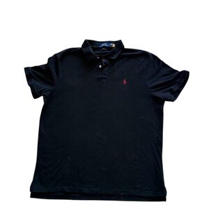 Polo by Ralph Lauren Men's Dark Polo Shirt with Red Logo